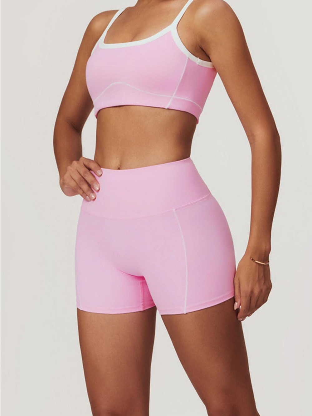 High-Waist Pink Active Bike Shorts